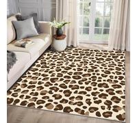 MMYAOKEN Leopard Print Rug Large - Cheetah Print Rug 120 x 120, Wildlife Brown Animal Skin Patterned Area Rugs for Living Room Bedroom, Machine Washable Non Slip Soft Carpet, Leopard Skin Home Decor