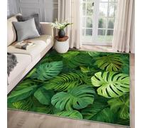 MMYAOKEN Monstera Rug - Tropical Leaf Rug 140 x 200, Hawaiian Tropical Plant Patterned Area Rugs for Living Room Bedroom, Machine Washable Non Slip Soft Carpet, Green Leaves Home Decor & Gifts