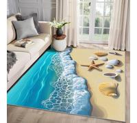 MMYAOKEN Seaside Beach Themed Rugs - Beach Theme Rug Extra Large 240 x 340, Starfish and Seashell Patterned Area Rugs for Living Room Bedroom, Machine Washable Non Slip Soft Carpet, Coastal Home Decor
