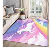 MMYAOKEN Unicorn Rug - Girls Rainbow Rug Small 40 x 60, Star Cloud Nursery Patterned Area Rugs for Entryway, Machine Washable Non Slip Soft Door Mat, Unicorn Home Decor & Gifts