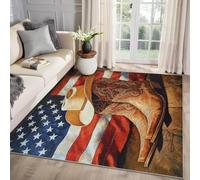 MMYAOKEN Western Style Rug - Cowboy Boot Rug Large 200 x 290, American Flag Wild West Patterned Area Rugs for Living Room Bedroom, Machine Washable Non Slip Soft Carpet, Cowboy Home Decor & Gifts