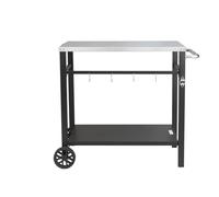 MMYUAK Grill Dining Cart Dining Cart Table with Double-Shelf BBQ Movable Food Prep Table Foldable Pizza Oven Stand(85X55cm steel)
