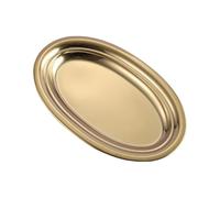 MMYUAK Stainless Steel Multi-purpose Plate 2pcs Stainless Steel Oval Plate Egg-shaped Steamed Fish Plate, Gold Plate Barbecue Rice Noodle Plate(B 26cm)