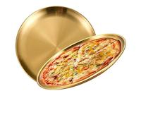 MMYUAK Stainless Steel Multi-Purpose Plate 2Pcs Stainless Steels Round Golden Shallow Tray Plate 14/17/20/23/26/30cm Camping Plate Picnic Dishes Cookware(2Pcs Gold 26cm)