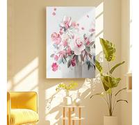 MMZBYAN Half hand drawn decorative painting of banana leaf sandstone flower decoration on the background wall of the living room, 40x60cm
