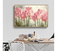 MMZBYAN Modern tulip plants, flowers, canvas, artist's outfit, hotel hanging, interior frame painting, decorative painting, 50 × 70cm
