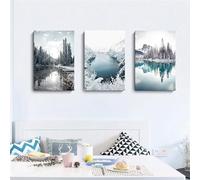 MMZBYAN Nordic Ins style triple green plant oil painting canvas oil painting decoration core 50x70cm