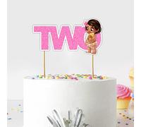 Mna Two Cake Topper - Glitter Number 2 Birthday Cake Topper for Girls - Elegant Second Birthday Party Decoration for Toddlers - Reusable & Eco-Friendly Cake Décor