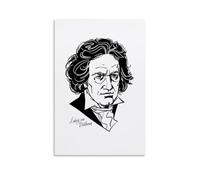 MNABSO Ludwig Van Beethoven Black and White Wall Art Picture Print Modern Family Room Decor 12 x 18 Inches (30 x 45 cm)