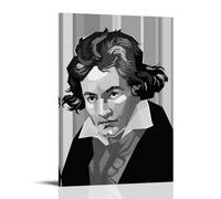 MNABSO Ludwig Van Beethoven Black & White Poster Decorative Painting Canvas Wall Art Living Room Poster Bedroom Painting 16 x 24 Inch (40 x 60 cm)