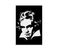 MNABSO Musician Ludwig Van Beethoven Black and White Fan Art Poster Decorative Painting Canvas Wall Art Living Room Poster Bedroom Painting 24 x 36 Inch (60 x 90 cm)
