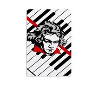MNABSO Pianist Ludwig Van Beethoven Black and White Art Wall Art Picture Print Modern Family Room Decor 16 x 24 Inches (40 x 60 cm)