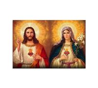 MNABSO Sacred Heart of Jesus And Mary Poster Decorative Painting Canvas Wall Art Living Room Poster Bedroom Painting 12 x 18 Inch (30 x 45 cm)