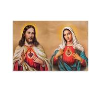 MNABSO Sacred Heart of Jesus and Virgin Mary Art Wall Art Picture Print Modern Family Room Decor 20 x 30 Inches (50 x 75 cm)