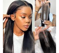 Mnador 2X6 Skinlike Real Hd Lace Closure Deep Split Smooth 0.095mm Lace Closure HD Ultra Thin Small Knot Brazilian Virgin Closure with R