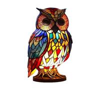 Mnaocz Animal Table Lamp Series, Animal Stained Table Lamp, Resin Wolf Horse Elephant Dragon Dolphin Owl Chicken Bedside Lamp Night Light, Retro Desk Lamp Bedroom and Living Room Decoration(#1)