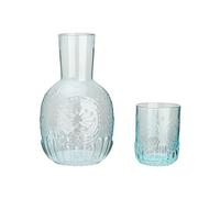 Mnaocz Bedside Water Carafe and Glass Set, Classic Nightstand Water Carafe with Glass Cup, Vintage Glass Water Pitcher with Cup Set for Bedroom Nightstand(#1)