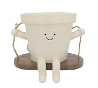 Mnaocz Hanging Swing Chair Planter Pot, Face Head Plant Pot, Cute Smile Face, Resin Sitting Sway Pot (#2)