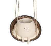 Mnaocz Hanging Swing Chair Planter Pot, Hanging Planter Swing Face Head Plant Pot, Cute Smile Face Planter, Resin Sitting Sway Pots(#3)