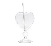 Mnaocz Heart Shaped Cocktail Glasses, Clear Glass with Straws, Romantic Drinking Glasses for Wedding Home Bar Party