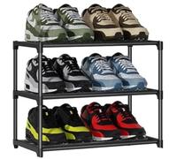 Mnaokcuv 3 Tier Shoe Organiser - Slim, Space Saving Small Shoe Rack for Narrow Spaces