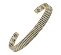 MnB Magnetics Copper Magnetic Bracelet in a Ridged Design with a Gold & Silver Finish - Extra Strong Magnets