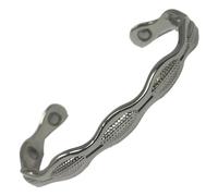MnB Magnetics Copper Magnetic Bracelet with a Shaped Textured Panel Design in a Silver Finish - Extra Strong Magnets
