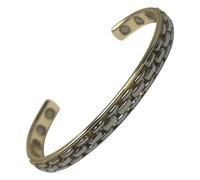 MnB Magnetics Copper Magnetic Bracelet with a Silver Dash Design on a Gold Finish Bracelet - High Power Magnets