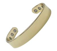 Mnb Magnetics Pure Copper Wide & Polished Plain Magnetic Bracelet for Men and Women - Extra Strong Magnets (Medium, Gold)