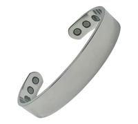Mnb Magnetics Pure Copper Wide & Polished Plain Magnetic Bracelet for Men and Women - Extra Strong Magnets (Large, Silver)