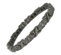 MnB Magnetics Titanium Magnetic Bracelet with a Silver Finish With Triple Set Crystals - Extra Strong Magnets