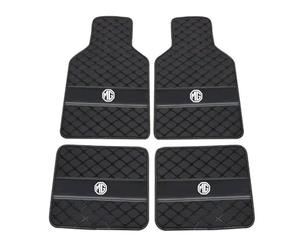 MNBHJGR 4pcs Custom Leather Car Floor Mats For MG3 Full Hybrid 2024, All Weather Front Rear Row Auto Carpet Waterproof Protection,All Black