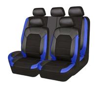 MNBHJGR Car Leather Seat Cover Sets for Ford Focus ST-Line 2013-2024, Adjustable Cushion Breathable Waterproof Non-Slip Front Rear Seat Protectors,C/Blue