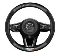 MNBHJGR Car Steering Wheel Cover Leather, for Mazda CX-30 CX30 2019-2023 2024 Soft Microfiber Steering Wheel Cover, Anti-slip, Breathable,A Black