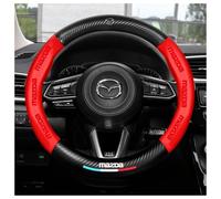 MNBHJGR Car Steering Wheel Cover Leather, for Mazda CX-30 CX30 2019-2023 2024 Soft Microfiber Steering Wheel Cover, Anti-slip, Breathable,C Red