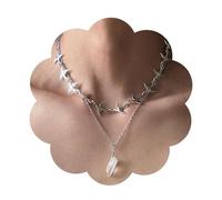 Mnblkjpoi White Transparent Crystal Necklace for Men Hiss, Hip Hop Layers Metal Swallow Collars, Jewelry - Romantic Necklace Gift for Her, Perfect for Anniversary Or Valentine's Day, One Size