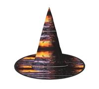 MNBVCDRTYU Lonely Bench Sunset Halloween Hat - Full Print Design, Comfortable Oxford Cloth, Lightweight & Foldable For Parties, Carnivals, And More