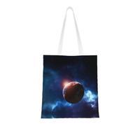 MNBVCDRTYU Planets In Space Background Stylish Totes â€“ Lightweight 100% Polyester Canvas Bag With Reinforced Handles â€“ Ideal For Daily Commute, Shopping & School Use