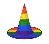 MNBVCDRTYU Rainbow Flag Halloween Hat - Full Print Design, Comfortable Oxford Cloth, Lightweight & Foldable For Parties, Carnivals, And More