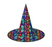 MNBVCDRTYU Rainbow Hearts Halloween Hat - Full Print Design, Comfortable Oxford Cloth, Lightweight & Foldable For Parties, Carnivals, And More