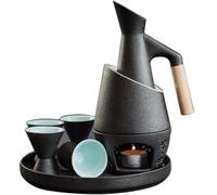 MNBVH 8 Pcs Sake Cups Set With Warming Pot, Elegant Design Best Gift For Family And Friends, With 4 Sake Cups, 1 Sake Pot, 1 Warming Pot, 1 Heating Stove, 1 Ceramic Tray