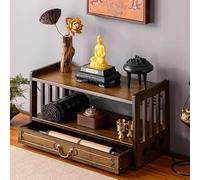 MNBVH Bamboo altar table Small Wooden Meditation Table with Storage Little Shrine Buddhist Shrine,Divination Worship,Relax Buddhist Tea End Table with Open Stora