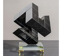Decorative Statues Modern Crystal Geometric Shape Cube Creative Ornaments for Living Room Office Tabletop Decor, Table Decorations for Dining Room Living Room Office Centerpiece