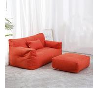 MNBVH Double Bean Bag Chair Lazy Sofa W/Footstool (Cover ONLY, NO Filler) Durable Comfort Lounger High Back Bean Bag Chair Couch For Adults And Kids, Indoor & Outdoor(Color:E)