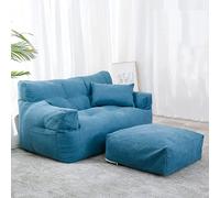 MNBVH Double Bean Bag Chair Lazy Sofa W/Footstool (Cover ONLY, NO Filler) Durable Comfort Lounger High Back Bean Bag Chair Couch For Adults And Kids, Indoor & Outdoor(Color:A)