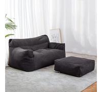 MNBVH Double Bean Bag Chair Lazy Sofa W/Footstool (Cover ONLY, NO Filler) Durable Comfort Lounger High Back Bean Bag Chair Couch For Adults And Kids, Indoor & Outdoor(Color:G)
