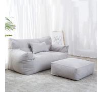 MNBVH Double Bean Bag Chair Lazy Sofa W/Footstool (Cover ONLY, NO Filler) Durable Comfort Lounger High Back Bean Bag Chair Couch For Adults And Kids, Indoor & Outdoor(Color:F)