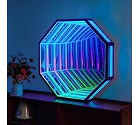 MNBVH Infinity Lamp Tunnel Mirrors for Wall,RGB Color Changing Wall Art Light, Unique Gaming Tabletop Desktop Lamp, for Garage Gaming Sensory Room Decor(Size:30CM,Color:A)