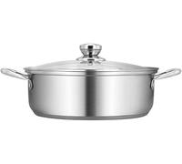 MNBVH Professional Stainless Steel Saute Pan With Glass Lid, Large Capacity, Non-Stick(Size:26 * 10.5cm)