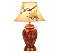MNBVH Red Retro Ceramic Table Lamp,Large Oriental Ceramic Table Lamp, Chinese Style Living Room Bedroom Bedside Lamp, 54×33cm
